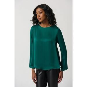 Joseph Ribkoff Chic Long-Sleeve Pullover Top Style 234045 - True Emerald NWT